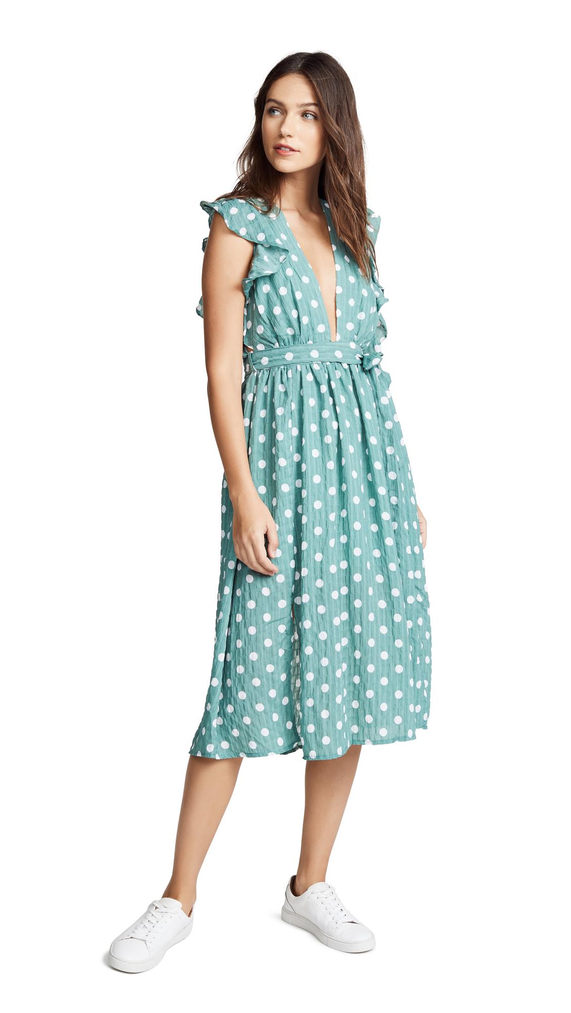 glamorous green polka dot dress