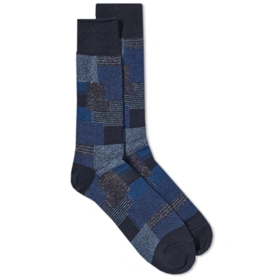 Shop Anonymous Ism Patchwork Crew Sock In Blue