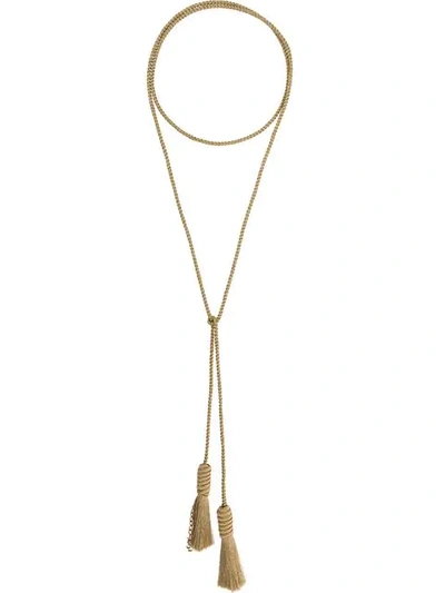 Shop Saint Laurent Tassel Wrap Necklace - Metallic