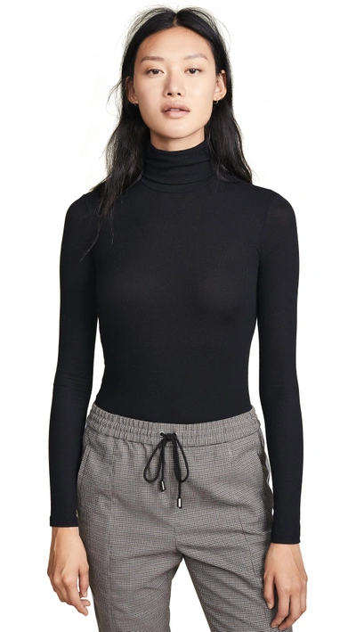 Shop Atm Anthony Thomas Melillo Micromodal Rib Turtleneck In Black