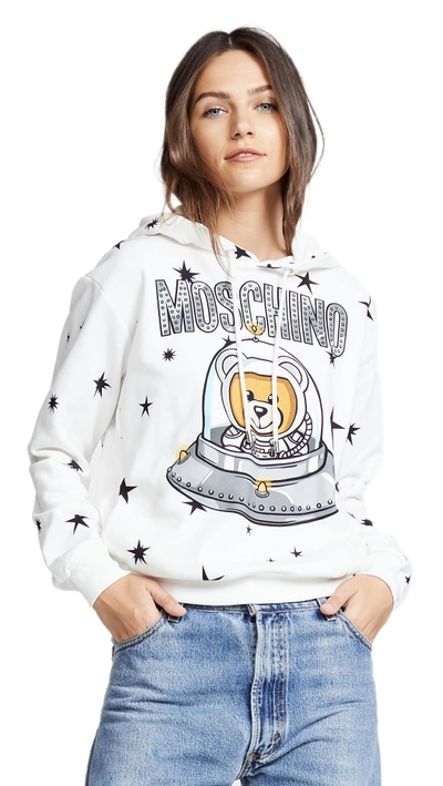 Shop Moschino Spaceship Bear Sweatshirt In White