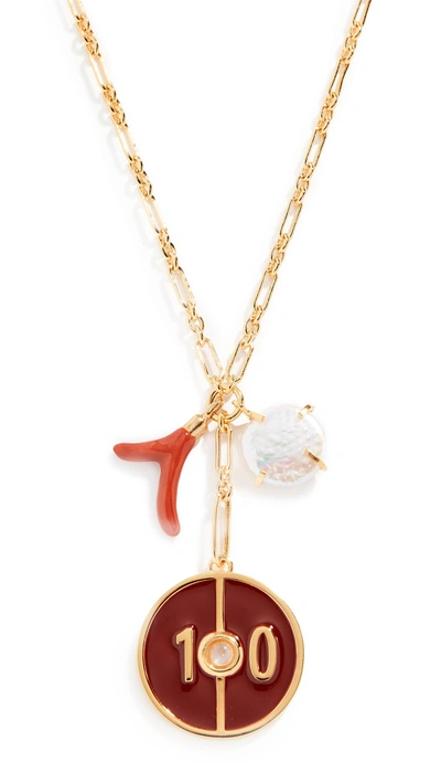 Shop Lizzie Fortunato Fortune Necklace In Yellow Gold/red