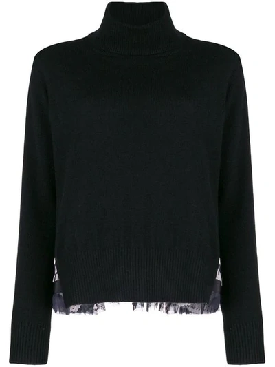 Shop Sacai Rear Print Turtleneck Sweater - Black