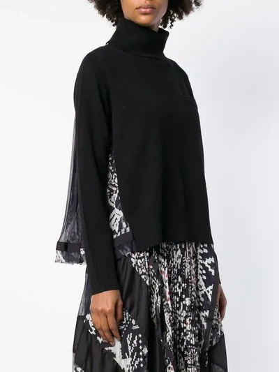 Shop Sacai Rear Print Turtleneck Sweater - Black
