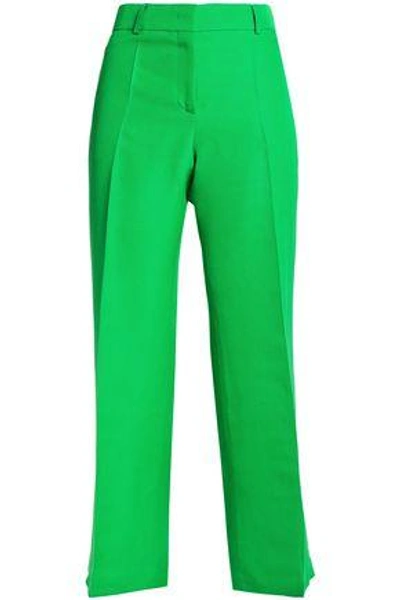 Shop Emilio Pucci Silk Straight-leg Pants In Bright Green