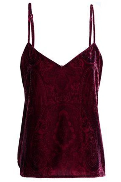 Shop L Agence Woman Printed Velvet Camisole Claret