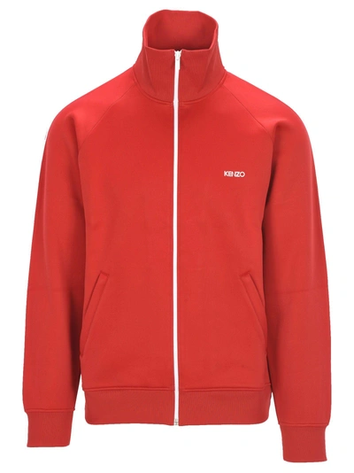 Shop Kenzo Fleece Zip In Red