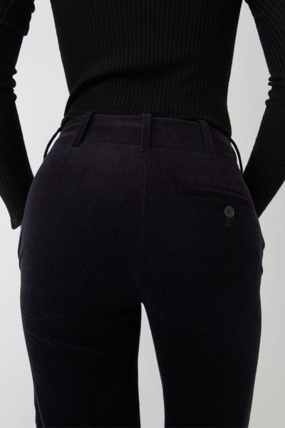 Shop Acne Studios Flared Leg Trousers Navy Blue