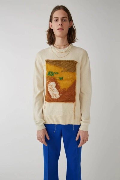 Shop Acne Studios Appliqued Sweater White/yellow
