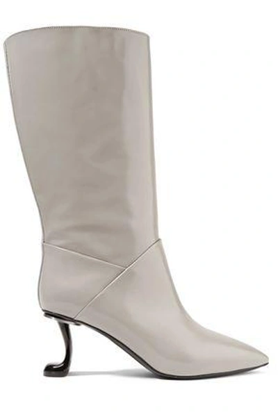 Shop Marni Woman Glossed-leather Boots Stone