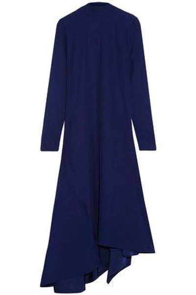 Shop Marni Woman Asymmetric Draped Pleated Crepe Midi Dress Indigo