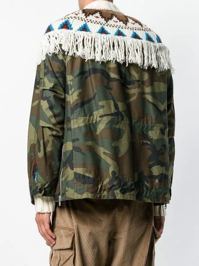 Shop Sacai Contrast Camouflage Jacket - Green
