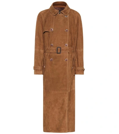 Shop Etro Suede Coat In Brown
