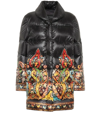 Shop Etro Printed Down Coat In Multicoloured