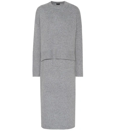 Shop Joseph Cashmere Sweater Dress In Grey