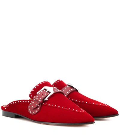 Shop Givenchy Studded Velvet Slippers In Red