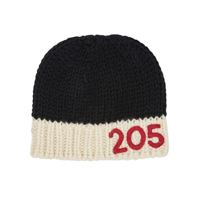 Shop Calvin Klein 205w39nyc Black Knitted Wool Beanie In Black And White