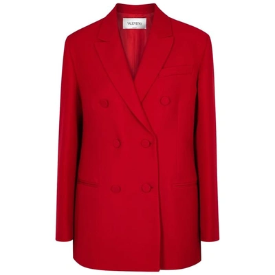 Shop Valentino Red Double-breasted Cady Blazer