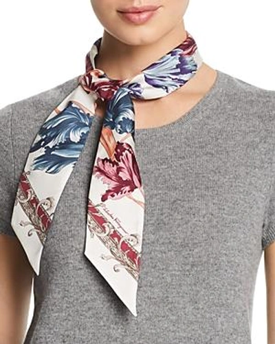 Shop Ferragamo Grace Silk Twilly Scarf In Ivory/multi