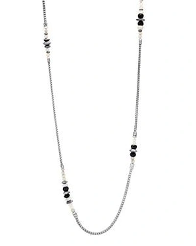 Shop John Hardy Sterling Silver Classic Chain Station Necklace With Hematite, Milky Rainbow Moonstone & Black Onyx,  In Black/silver