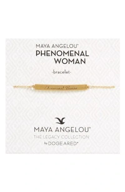 Shop Dogeared Legacy Collection - Phenomenal Women Bar Bracelet In Gold