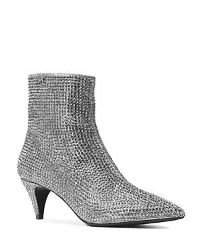 Shop Michael Michael Kors Women's Blaine Embellished Flex Kitten Heel Booties In Black/silver