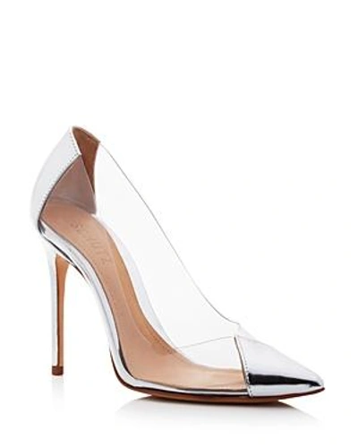 Shop Schutz Women's Cendi Patent Leather High-heel Pumps In Silver Spechio/transparent