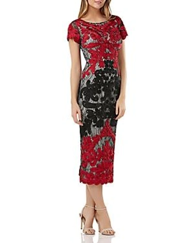 Shop Js Collections Embroidered Ribbon Dress In Red/black