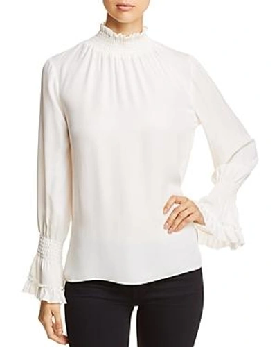 Shop Kobi Halperin Lucca Silk Mock-neck Blouse In Ivory