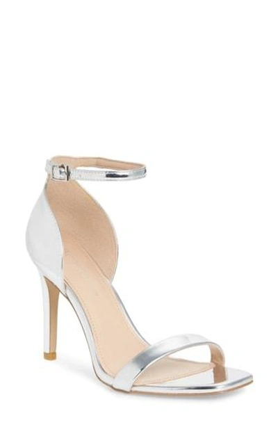 Shop Bcbg Irina Ankle Strap Sandal In Bright Silver Leather