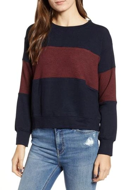 Shop Sundry Colorblock Crop Sweatshirt In Midnight/ Marsala