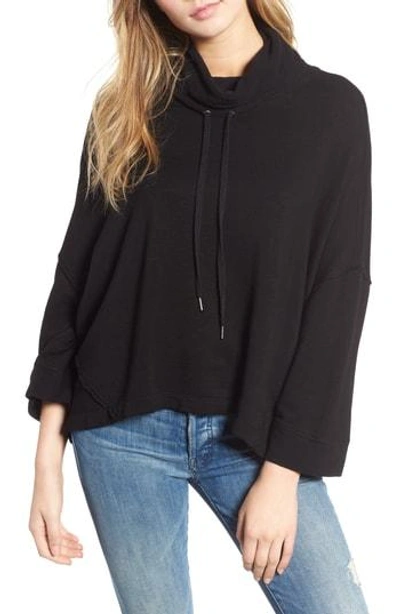 Shop Splendid Cowl Neck Sweatshirt In Black