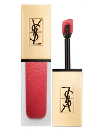 Shop Saint Laurent Tatouage Couture Metallics Liquid Matte Lip Stain In 101 Chrome Red Clash