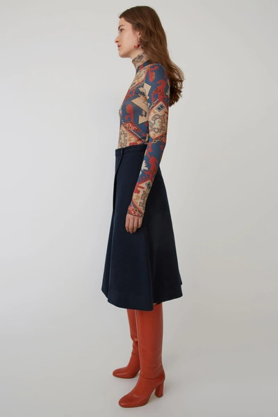 Shop Acne Studios A-line Wrap Skirt Teal Blue