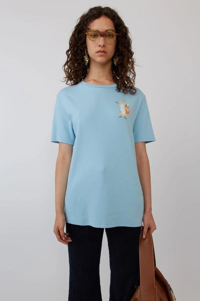 Shop Acne Studios Fox Print T-shirt Pale Blue