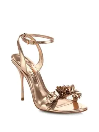 Shop Sophia Webster Lilico Metallic Leather Ankle-strap Sandals In Rose