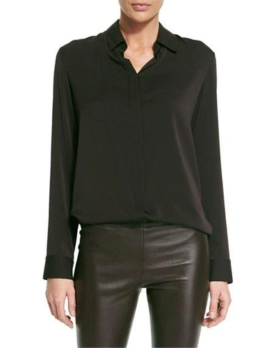 Shop The Row Petah Classic Georgette Blouse In Black