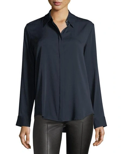 Shop The Row Petah Classic Georgette Blouse In Navy