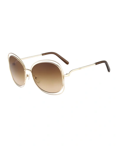 Shop Chloé Carlina Butterfly-frame Sunglasses, Rose Golden