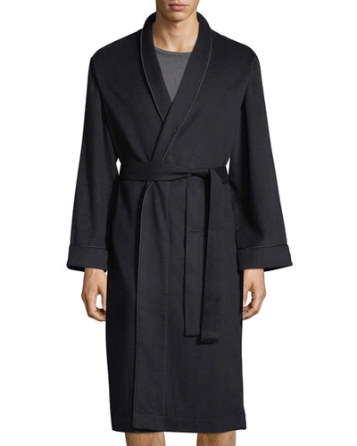 Shop Neiman Marcus Luxury Cashmere Long Robe In Navy