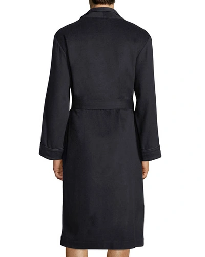 Shop Neiman Marcus Luxury Cashmere Long Robe In Navy