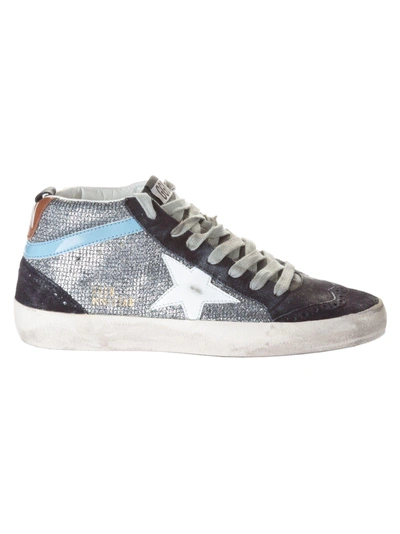 Shop Golden Goose Mid Star Sneakers In Blue/silver