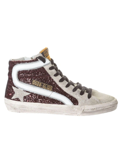 Golden Goose Slide Hi-top Sneakers In Bordeaux Glitter | ModeSens