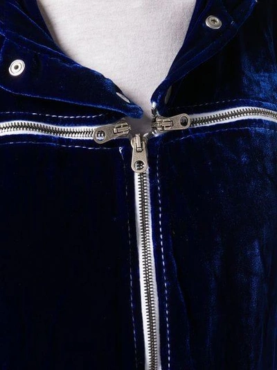 Shop Almaz Velvet Zipped Hooded Jacket - Blue