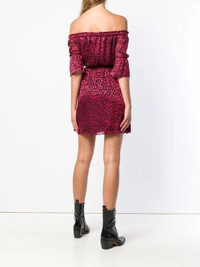 Shop Saint Laurent Off-the-shoulder Mini Dress In 1008 Black Red
