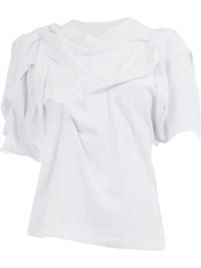 Shop Aganovich Asymmetric Ruched T-shirt In White