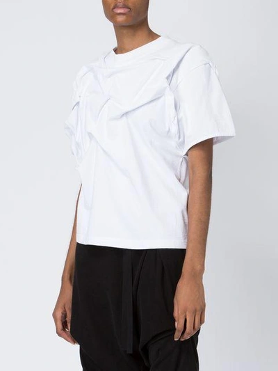 Shop Aganovich Asymmetric Ruched T-shirt In White