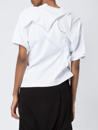 Shop Aganovich Asymmetric Ruched T-shirt In White