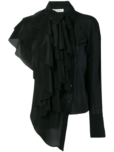 Shop Almaz Ruffled One Shoulder Shirt - Black