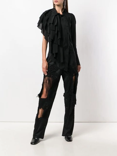 Shop Almaz Ruffled One Shoulder Shirt - Black